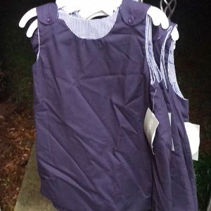 Navy aline reversible dress gingham or solid navy NWT blank monogram